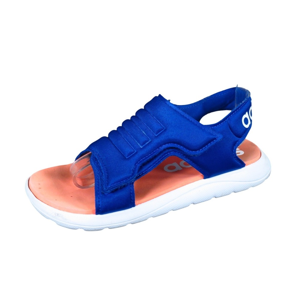 adidas Comfort Kids Sandals Size 1 Athletic Summer Shoes Blue Orange EG2233